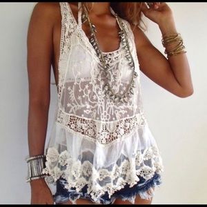 Bohemian Lace Tank CoverUp